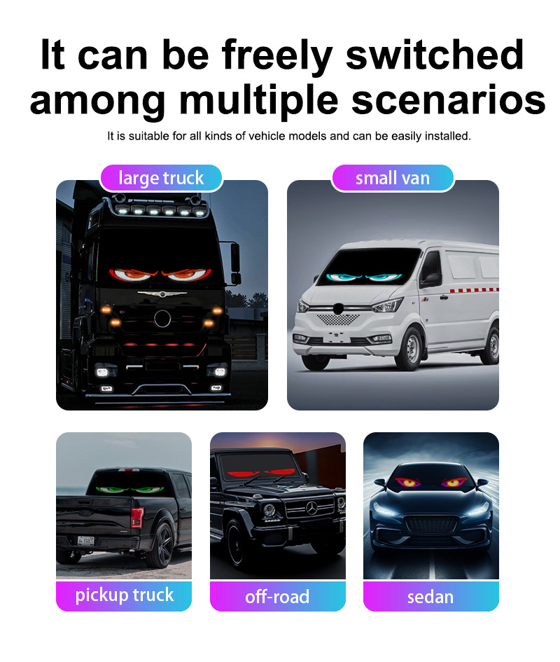 Truck Devil's Eye Led Lighting Soft Screen Car Truck Eye Light Bluetooth Dynamic Led Flexible Advertising Screen
