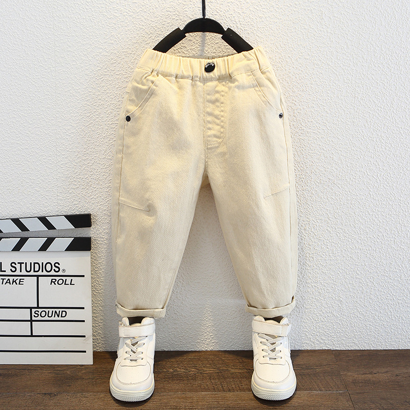 Autumn children's beige trousers for boys