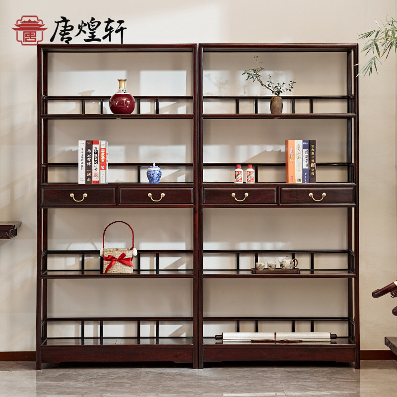 Mahogany Furniture, Zambian Blood Sandalwood, Chinese Tea Rack, Wine Rack, Exhibition Rack, Storage Rack, African Small Leaf Rosewood Bookshelf