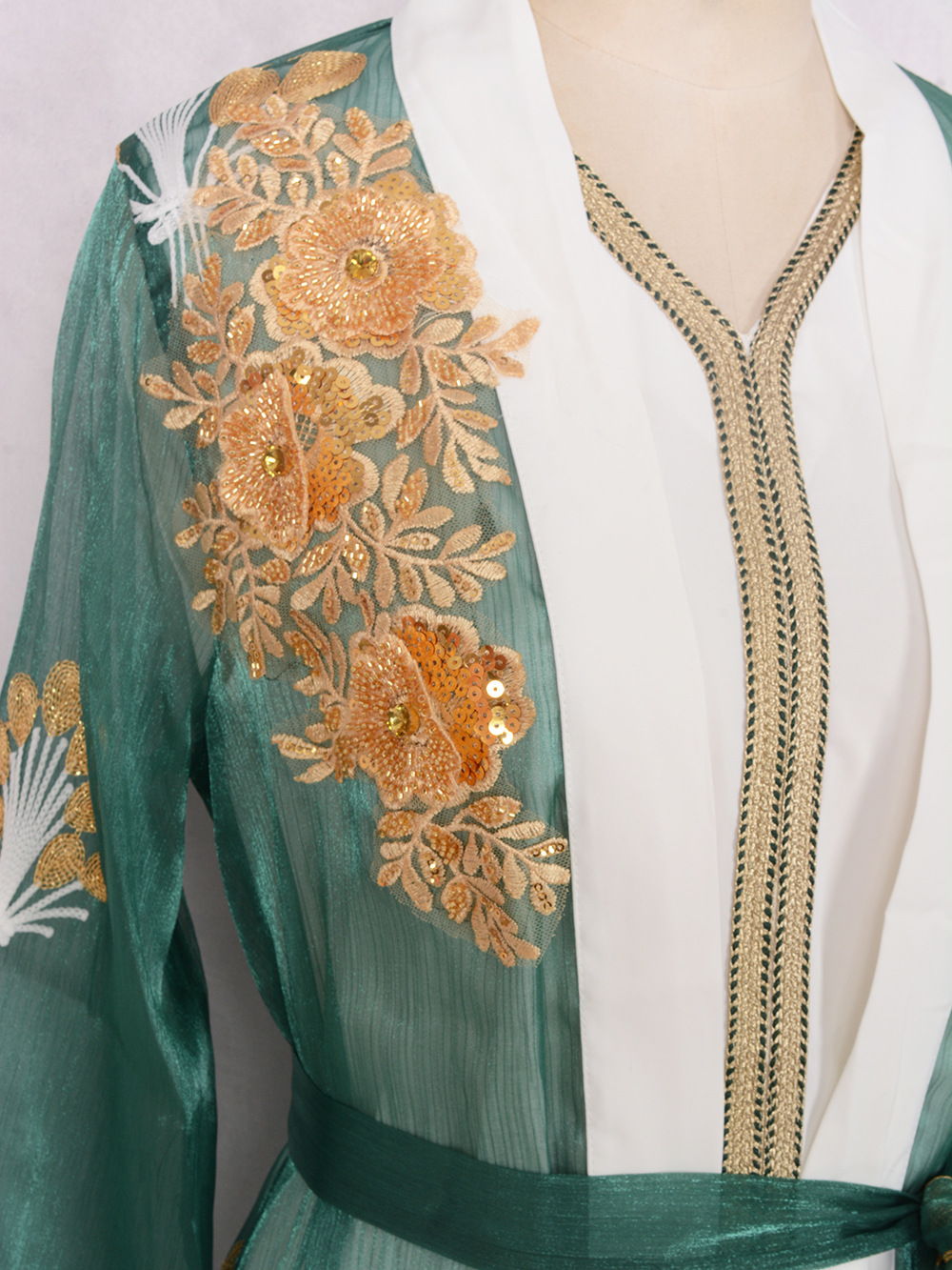MT116 Cross-border Middle Eastern Commuting Ethnic Style New Embroidered Sequin Two-Piece Set Foreign Trade Arab Dress_ecoleips.com