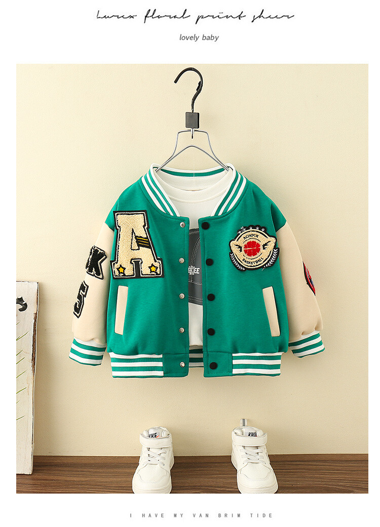 Boys' A-line Labeled Baseball Jersey 2024 Spring and Autumn New Korean Edition Children's Fashion Brand Coat Baby_voghion.com