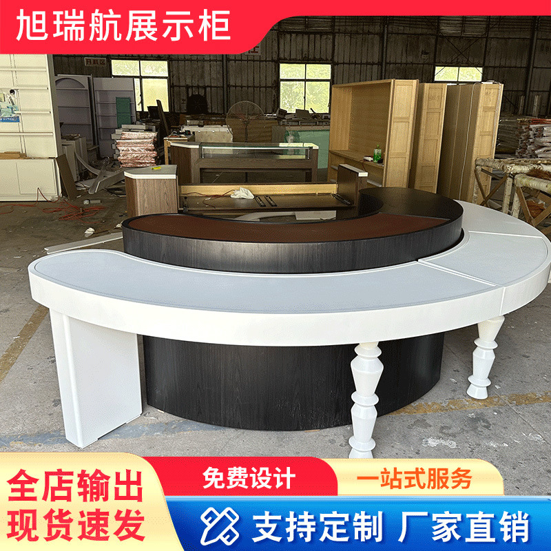 弧形玻璃眼镜展示柜木质烤漆定防爆玻璃层板珠宝店级防影照明系统