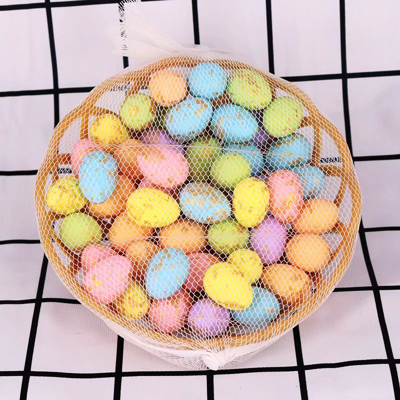 Поролоновые декоративные пасхальные яйца, 1,5×1,8 см, пастельные с золотистыми вкраплениями, упаковка 50