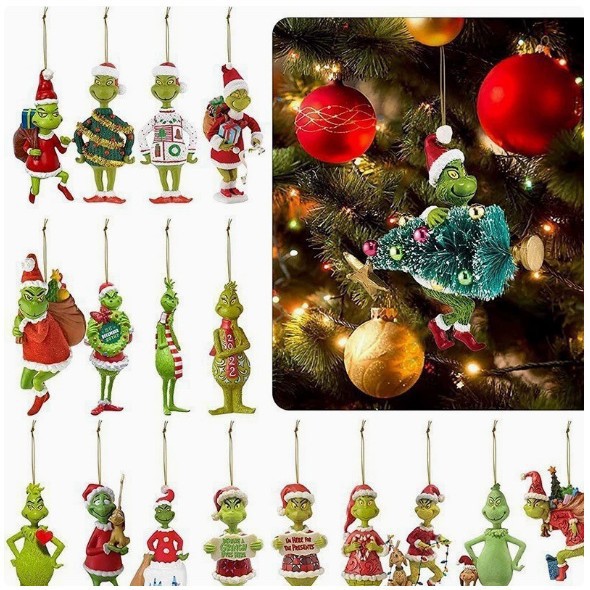 Colgante transfronterizo nuevo 2D2026 explosivo monstruo de pelo verde decoración de Navidad colgante acrílico colgante de dibujos animados árbol de Navidad colgante image 2