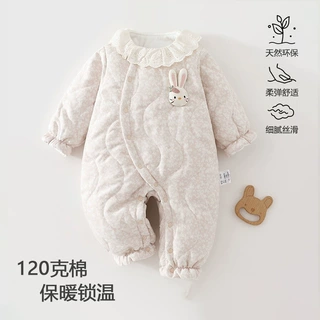 安阳童装宝宝连体120g夹棉加厚外出服婴幼儿衣服韩版保暖侧开棉服