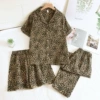 Lapel gray leopard print three-piece suit--Z