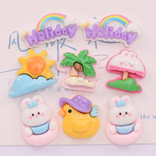 夏日度假小鸭兔子椰子树 diy奶油胶手机壳头饰 树脂饰品配件批发