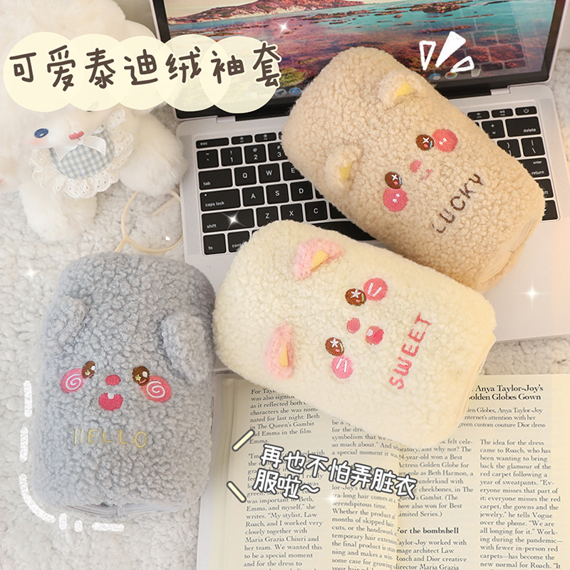 Invierno oversleeve engrosada Teddy terciopelo oversleeve abajo chaqueta ropa de protección anti-sucio paño cubierta tridimensional de alto aspecto manguito