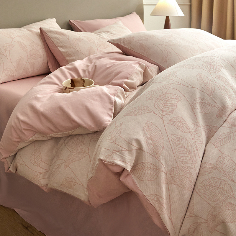 Una clase de madres y bebés Jacquard algodón puro cuatro piezas no impresa viento algodón desnudo cama