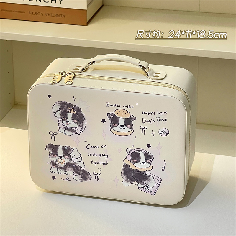 Caja de maquillaje de dibujos animados de alto valor facial y gran capacidad portátil para productos de cuidado de la piel, caja de almacenamiento, maleta, bolsa de maquillaje
