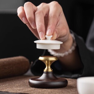 Ebony Copper Lid Set High-end Purple Sand Pot White Porcelain Lid Bowl Tea Pot Lid Bracket Household Kung Fu Tea Set Tea Ceremony Accessories