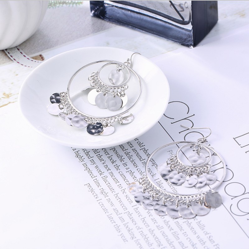 1 Pair Ethnic Style Sequins Plating Alloy Drop Earrings display picture 8