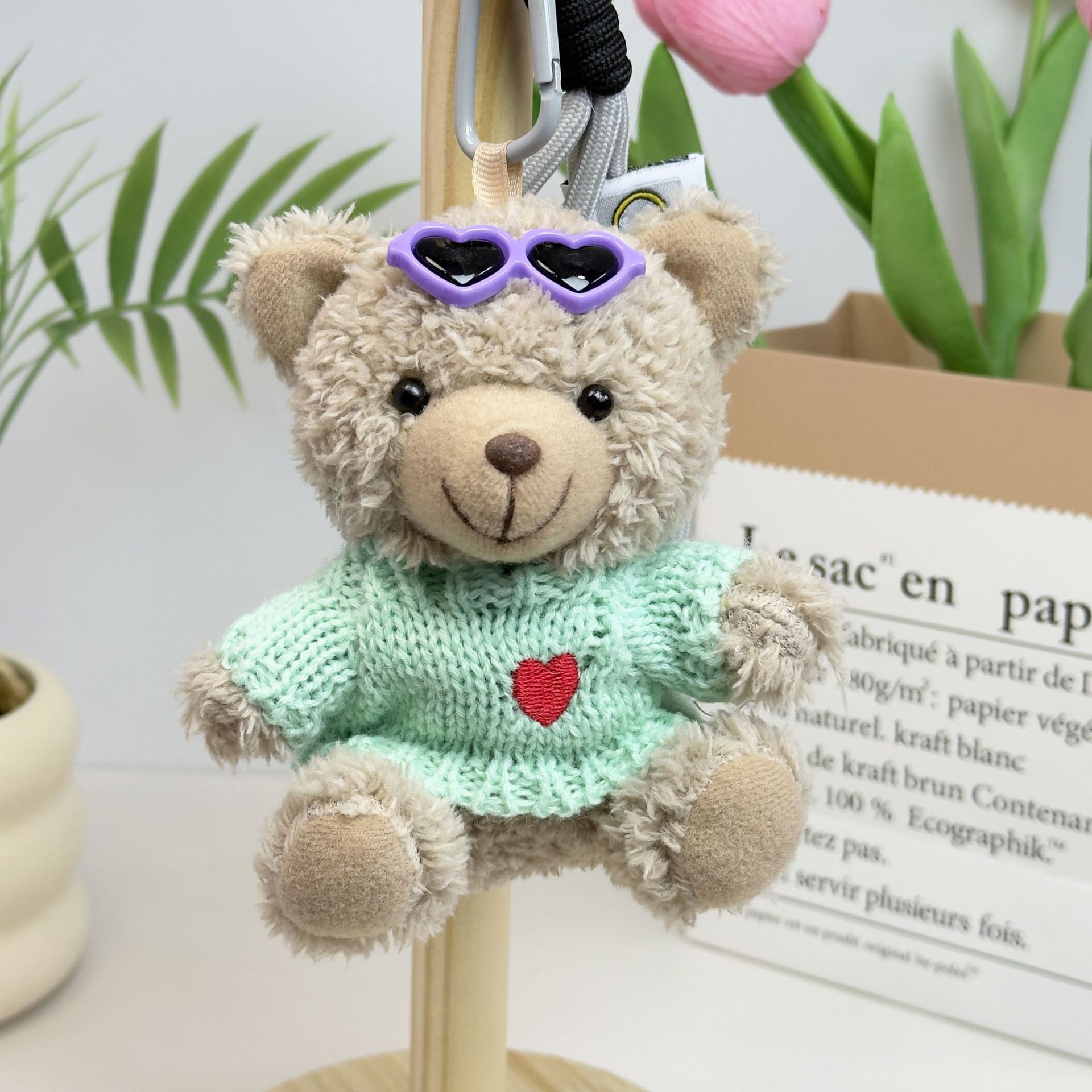 Suéter Teddy Bear Keychain bolsas colgantes muñecas de peluche creativas lindas gafas piloto Teddy Bear