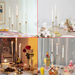 European-style ins Electroplated Golden Candle Holder Wedding Romantic Candlelight Dinner Props Wedding Decoration Table Ornaments