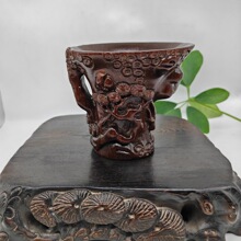 厂家生产高仿（披毛犀）牛角雕刻杯仿骨雕工艺品小号笔筒旧藏古玩