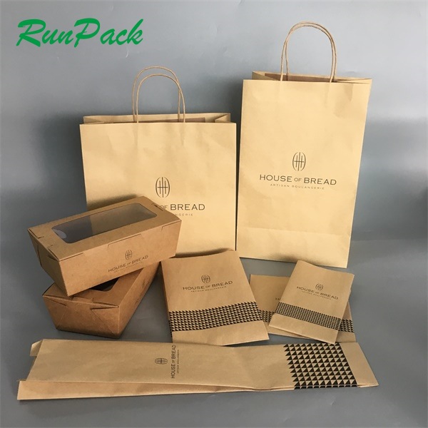 保温制白色牛皮纸袋打包袋外卖咖啡商用手提袋子