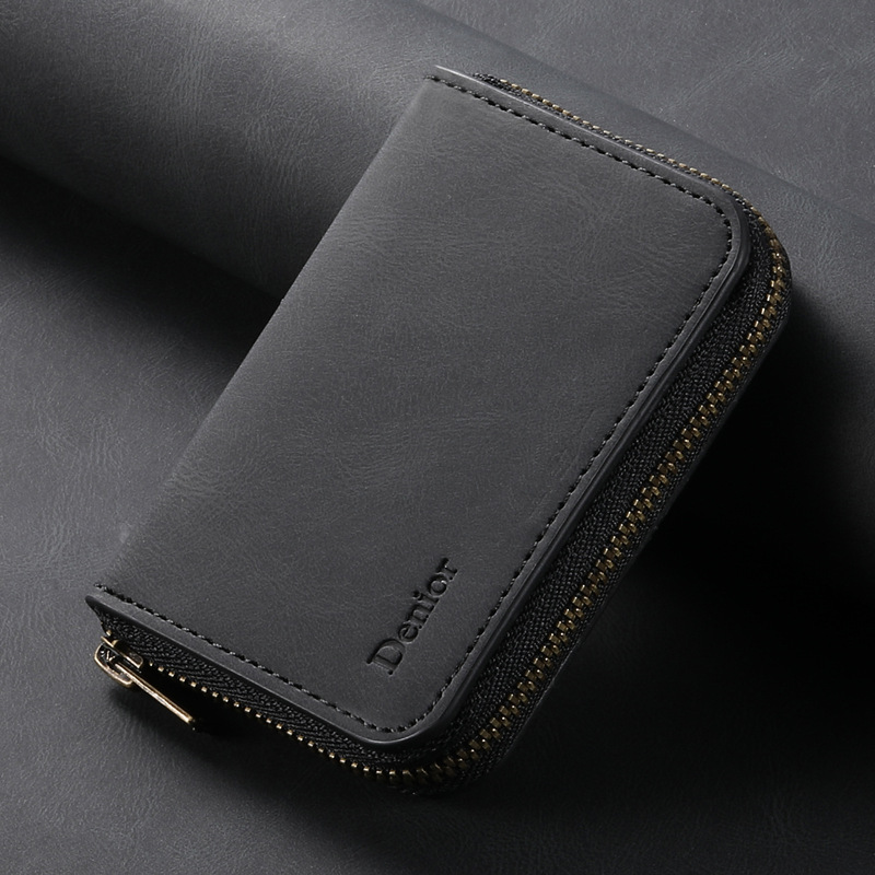 Suitable for Apple Stand Leather Card Holder Magsafe Magnetic Large-Capacity Wallet Rfid Anti-Theft Zipper Card Holder