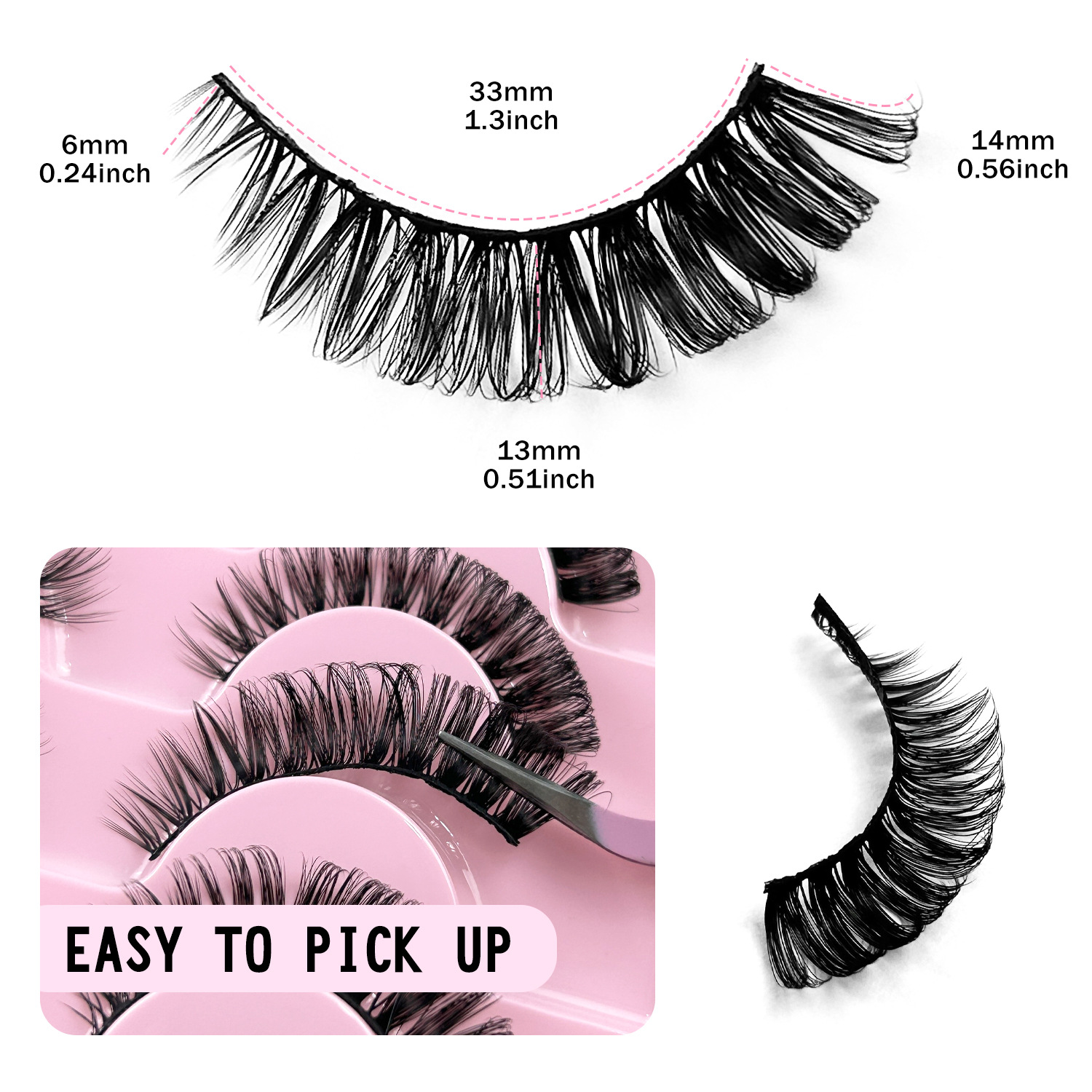 Transfronterizo 10 pares de pestañas postizas rizadas rusas, simulación gruesa, pelos, tallos negros DD, pestañas europeas y estadounidenses