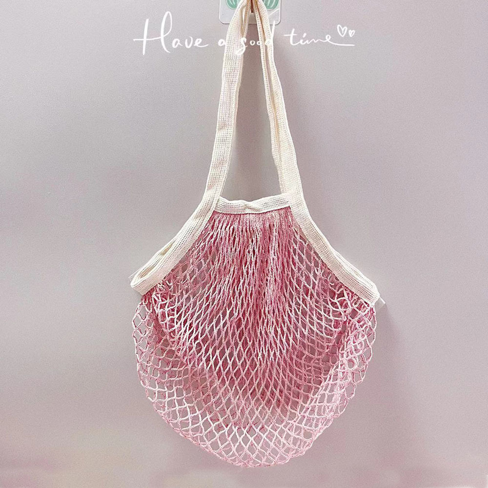 40x40; 두꺼운 긴 손잡이 핑크 메쉬 투톤; 100% 순면 메쉬 배색