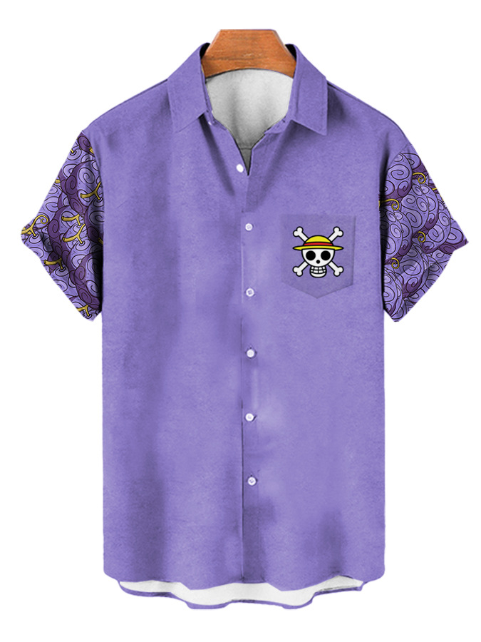 2025 nuevo estilo comercio exterior transfronterizo elemento creativo camisa 3D impresión digital tendencia suelta camisa de manga corta top de hombre