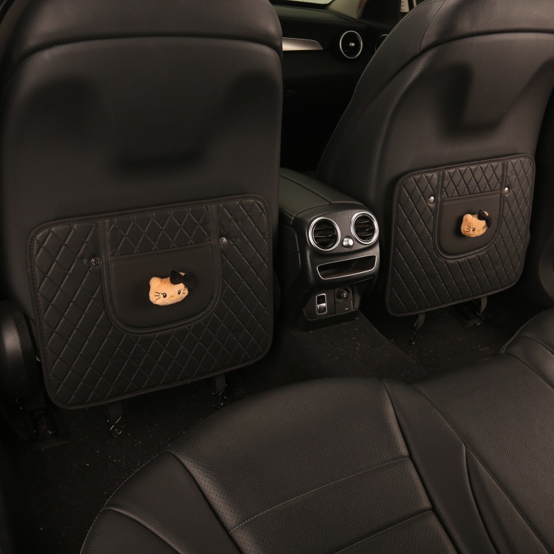 Casual Ladies Cute Cartoon Chair Back Anti-Kick Pad Car Seat Back Anti-Fouling Pad Seat Back Pocket Hanging Type