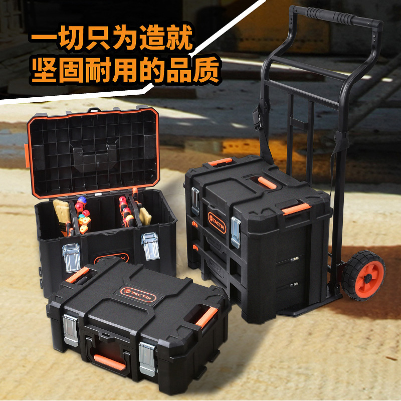 Caja de herramientas TACTIX Stack Combination String Barre Carro Modular Pesado Gran Grado Industrial Carro