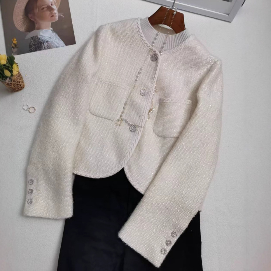 Nanyou Clearance Sale Special Price! French Elegant Chanel-Style Wool Tweed Short Jacket with Metal Buttons for Women