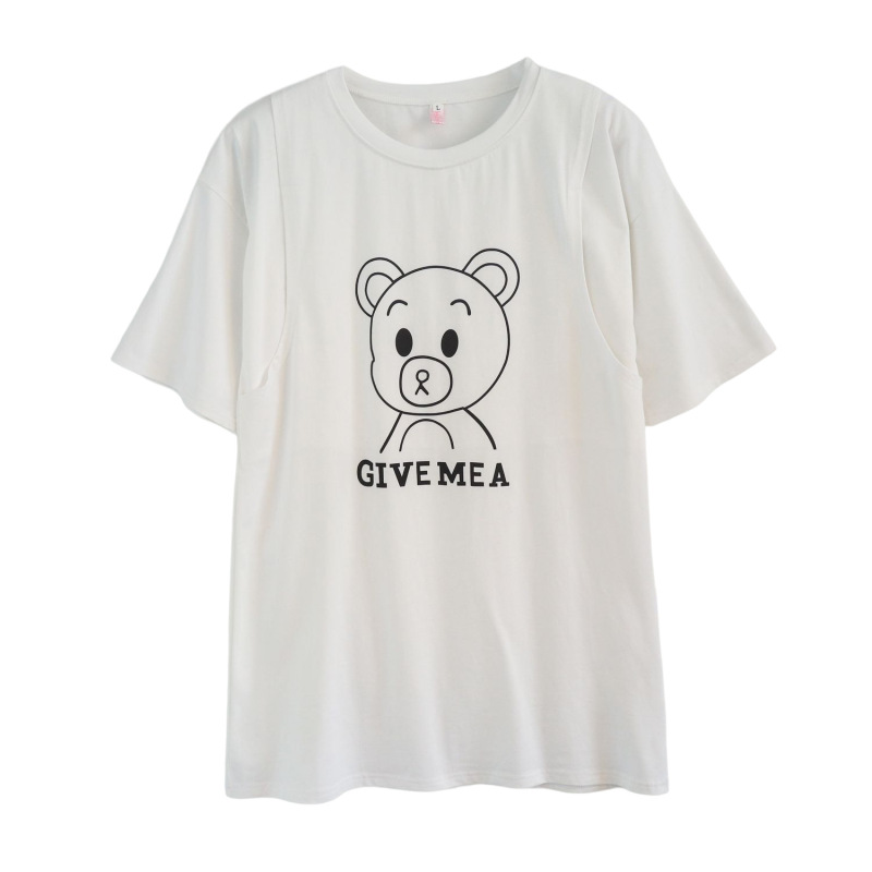 お出かけ用純綿授乳服、おしゃれなホットママ風マタニティTシャツ、春夏半袖ボトムスシャツ、授乳トップス、夏服|undefined