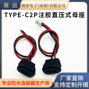 Waterproof TYPE C -2P Glue Injection Direct Pressure Type Female Seat Refitting Elliptical Charging Port for Electric Vehicles