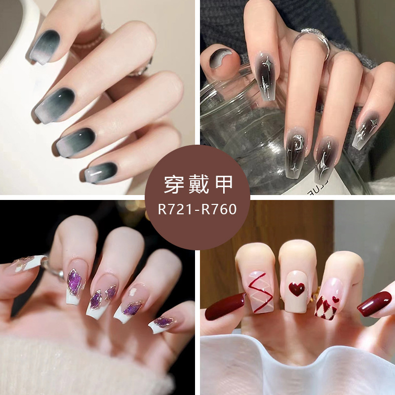 Love Sweet Girl Temperament Nail Art ins Very Simple Style White Fake Nails Free of Carving and Grinding Finished Products Wholesale Wear Armor
