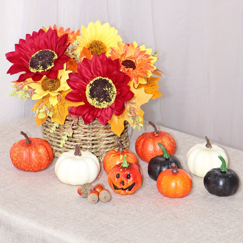 Amazon Pumpkin Halloween Thanksgiving Decoration Cross-Border New Harvest Festival Sunflower Autumn Color Artificial Flower