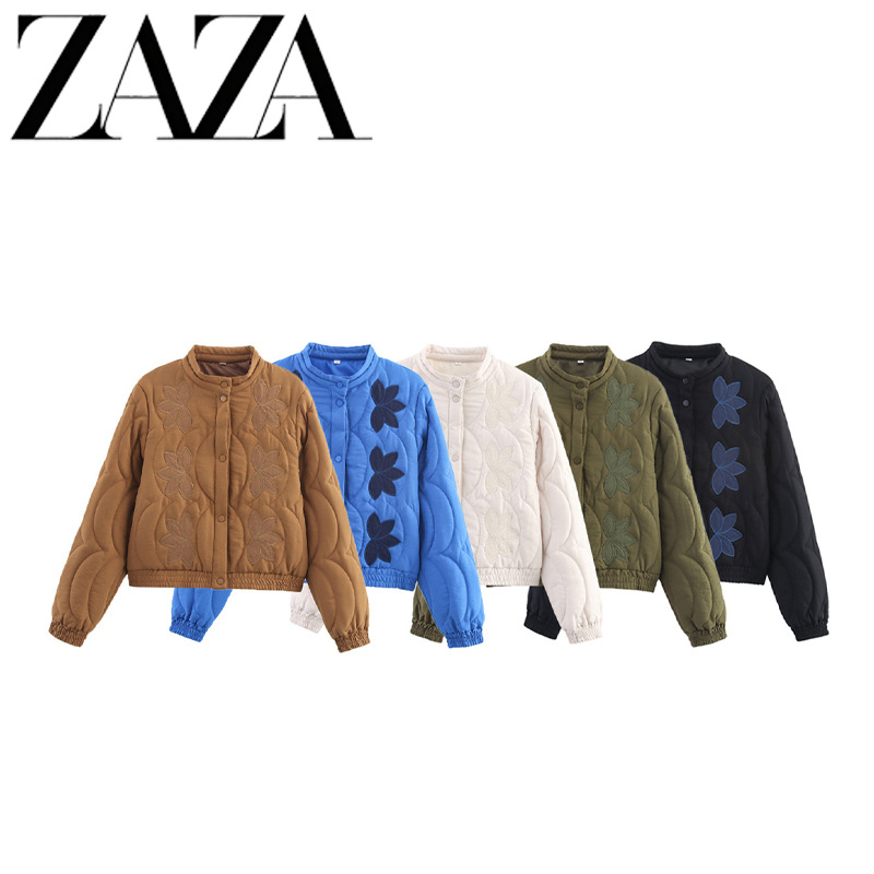 ZAZA hecho por sí mismo estilo europeo al por mayor ropa de mujer de moda temperamento de 5 colores posicionamiento de algodón bordado chaqueta de algodón image 1