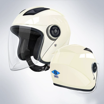 Helmet, Safety Helmet, 3C New National – Motosiklet kaskı (dəbilqə) - b4-single-lens-model-bright-milky-white-hd-long-lens-new-national-standard-gb811-2022