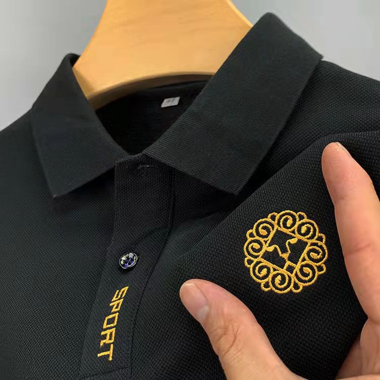 (Se admite la entrega de una pieza) Camiseta de manga corta para hombre de verano bordada camisa de polo de talla grande de negocios de moda Comercio exterior Al por mayor