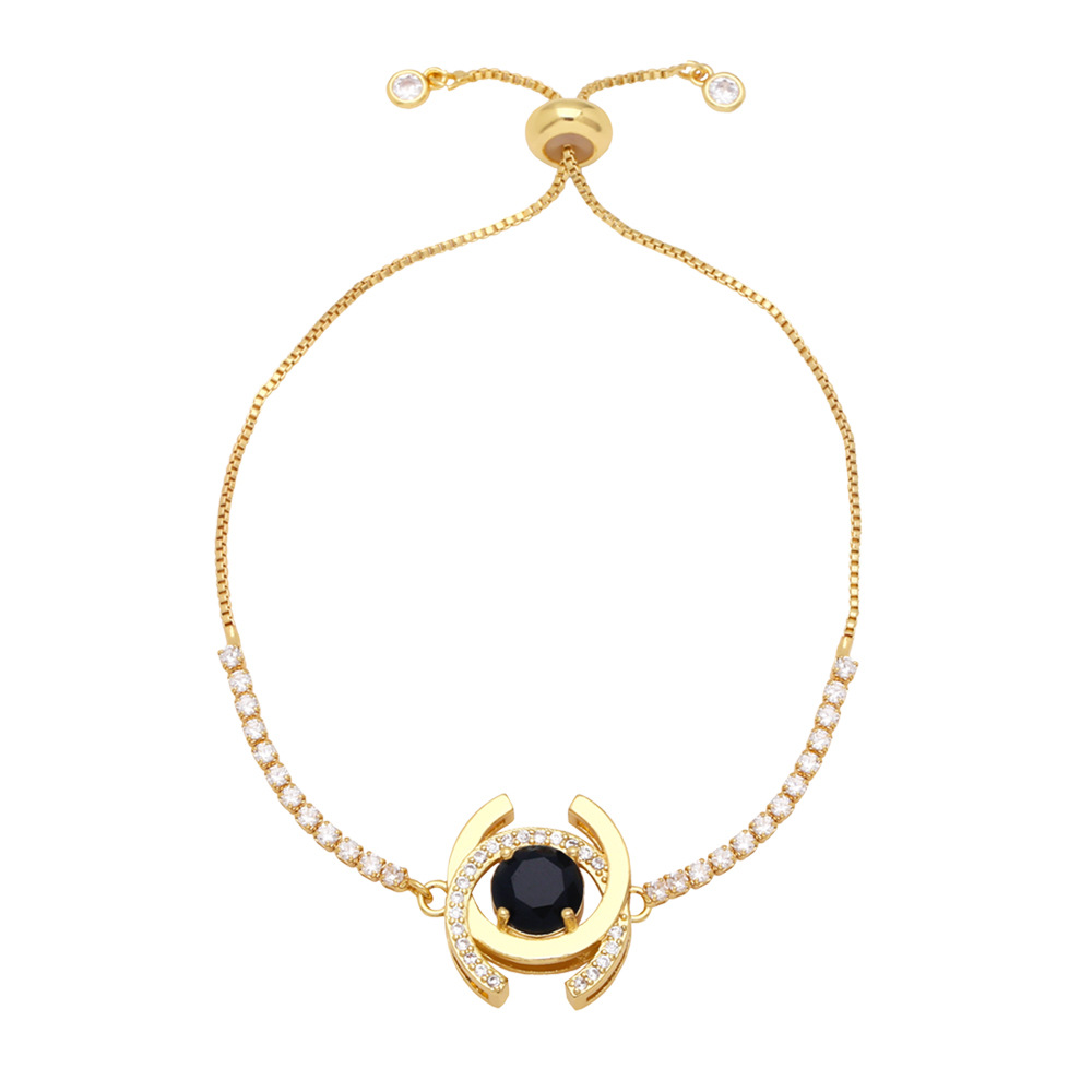 Fashion Color Zircon Women Simple Geometric Diamond Copper Bracelet