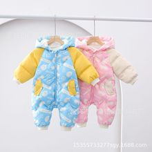 LTDUCK/小黄鸭婴儿爬服90白羽绒印花款拼接款