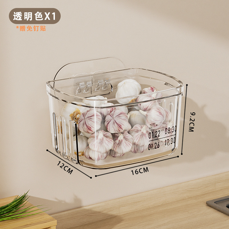 Cesta de almacenamiento de cocina, estante de almacenamiento de jengibre, estante de almacenamiento de ajo, caja de almacenamiento de pared, cesto de almacenamiento de jengibre, estante de almacenamiento de jengibre, estante de almacenamiento de jengibre