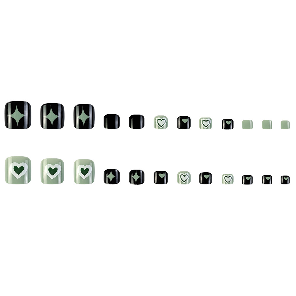 Ventas transfronterizas de color de contraste de parches de uñas de pie, adornos de estrellas de amor, adornos de uñas de pie lindas, estilo de moda dulce, uñas de pie