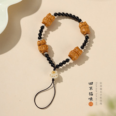 國潮新中式好看小眾四不佛創意短款防摔手機掛繩卡通萌貓咪吊墜