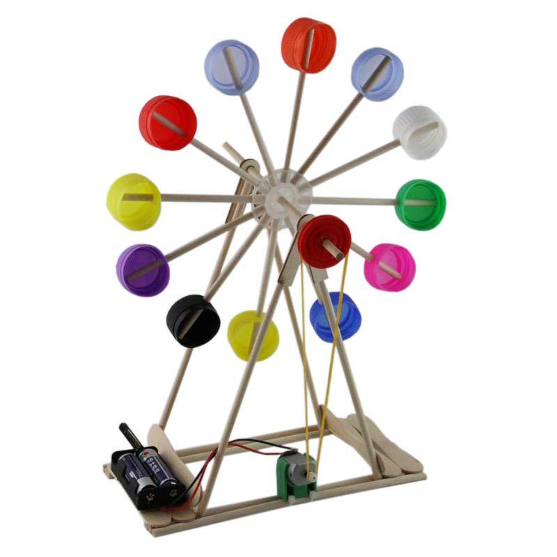 Primary school science experiment Science and Technology small production bottle cap Ferris wheel children's handmade DIY educational toy model material