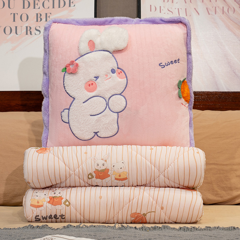 almohada de seda de hielo, colcha, almohada plegable para automóviles, almohada de oficina, almohada de siesta, manta 2 en 1 para mujeres