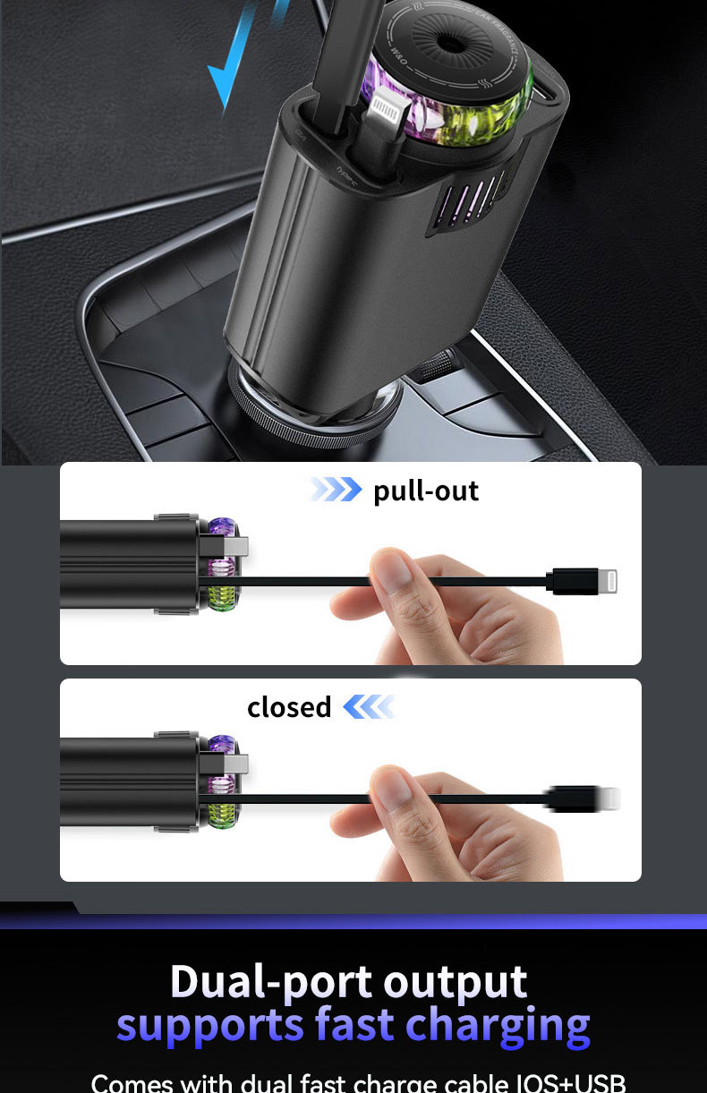 New starry sky ceiling aromatherapy spray ambient light four-in-one data cable super fast charging car charger