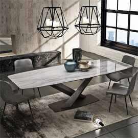 北欧客厅大理石餐桌 长方形简约六人位吃饭桌子 轻奢小户型饭桌