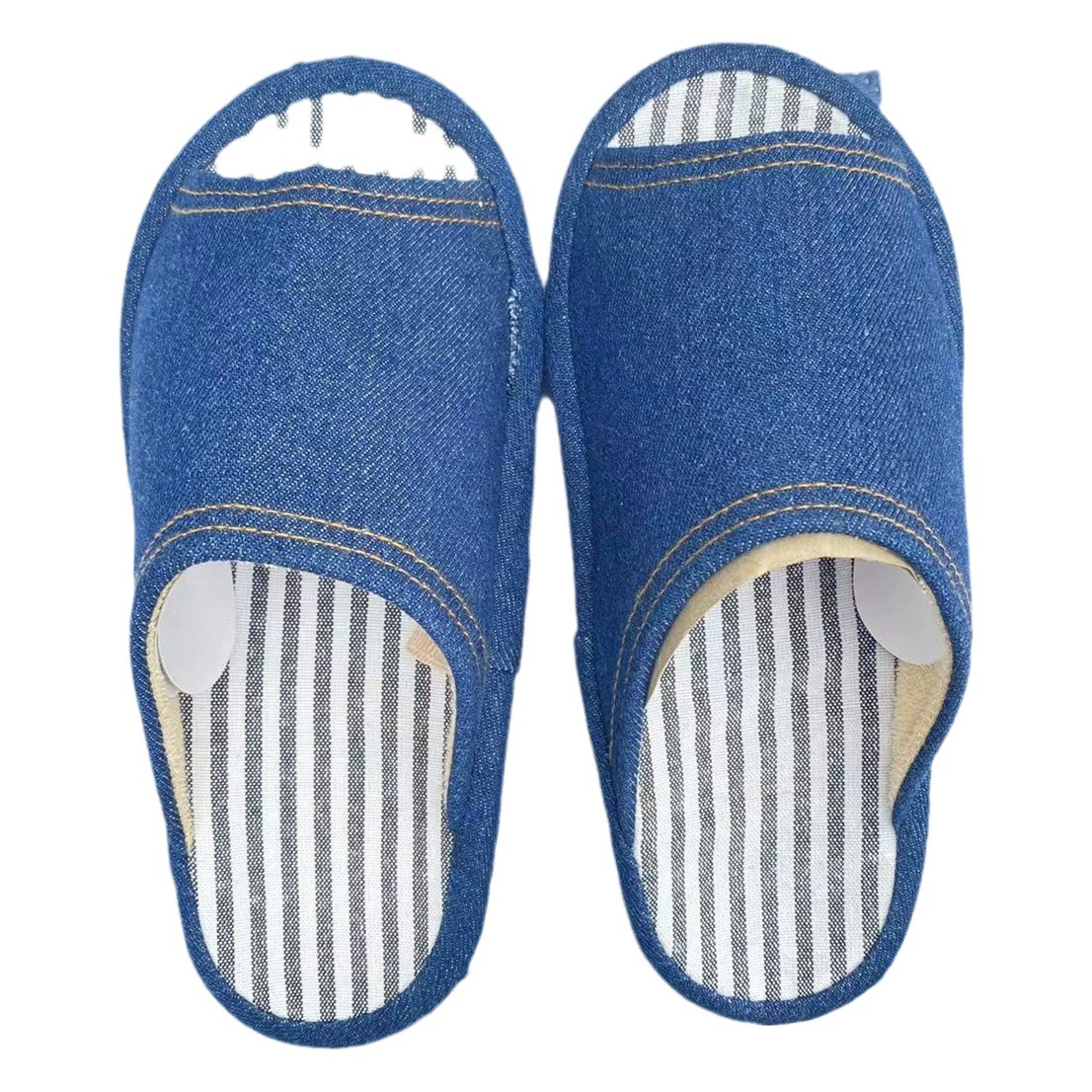 Мужские и женские полностью закрытые тапочки из джинсовой ткани в форме банта, с открытым носком, бесшумные напольные тапочки в японском стиле с мягкой подошвой.