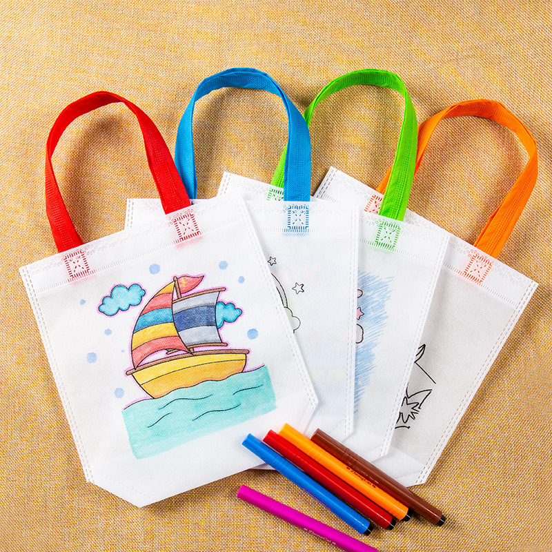 Color-filling Non-woven Painting Bag Children's DIY Handmade Hand-painted Painting Art Handbag Material