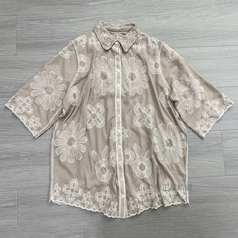 French Romantic Shirt Cut Out Lace Shirt Women's Autum New Top Embroidered Shirt Trendy Ck467