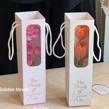 创意时尚单只花束袋郁金香包装袋玫瑰单支手提橱窗袋时尚花艺批发