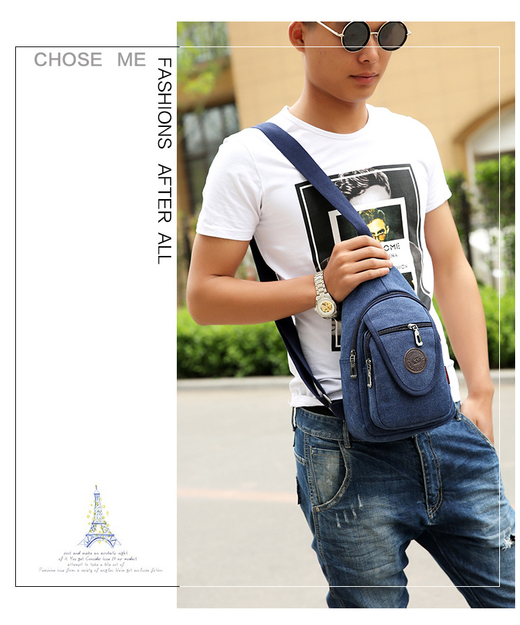 New men's chest bags, Korean-style single-shoulder bags, crossbody bags, men's and women's backpacks, Korean-style casual canvas bags, wholesale from manufacturers undefined