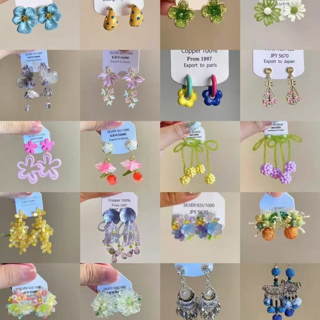 Pendientes de flores de color dopamina Pendientes dulces y frescos de primavera y verano Pendientes pequeños y elegantes de alta gama para mujer