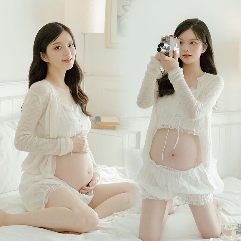 New Maternity Photo Clothing, New Small Fresh Lace Suit, Lazy Style Indoor Photography, Photo Art Photo